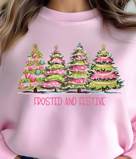 Christmas Frosted Festive Trees Shirt - Screenprinted