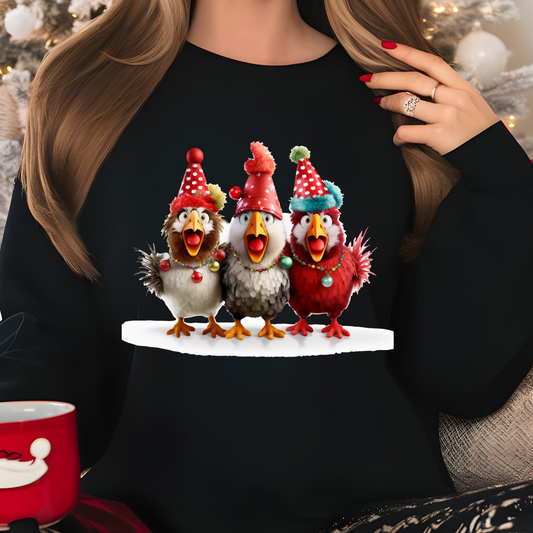 Funny Christmas Chickens Shirt CH48 - Screenprinted