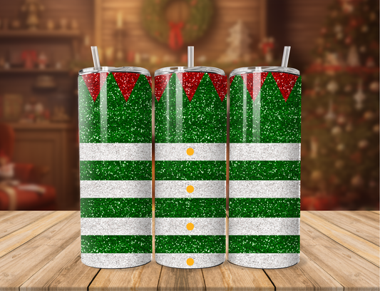 Glitter Elf Striped Tumbler