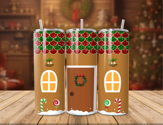 Glitter Gingerbread House Tumbler