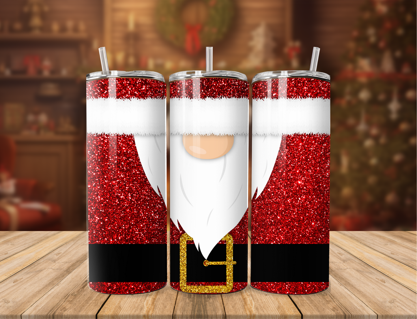 Glitter Santa Beard Red Tumbler