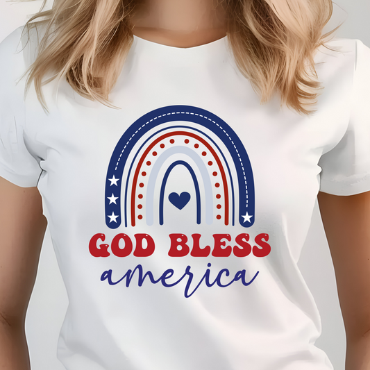 God Bless America Rainbow Shirt - Screenprint