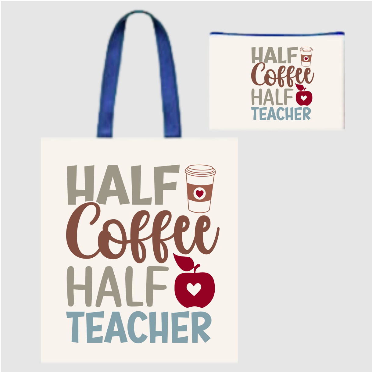 Sublimated Canvas Tote Bag with Matching Makeup Bag Duo