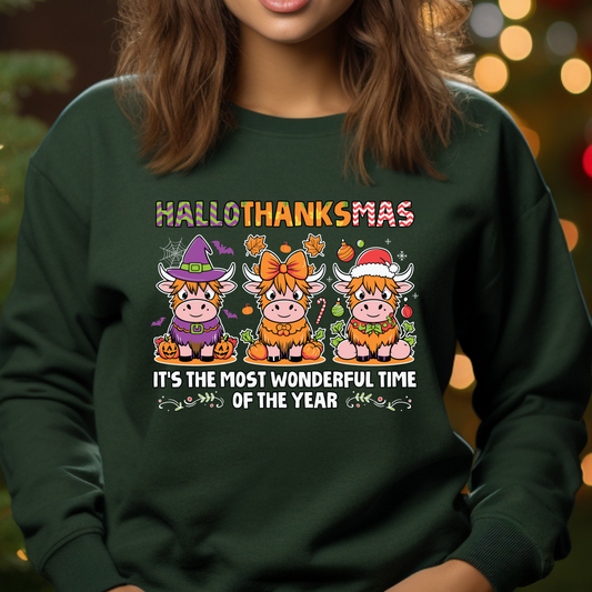 HalloThanksmas Cows Shirt CH56 - Screenprinted