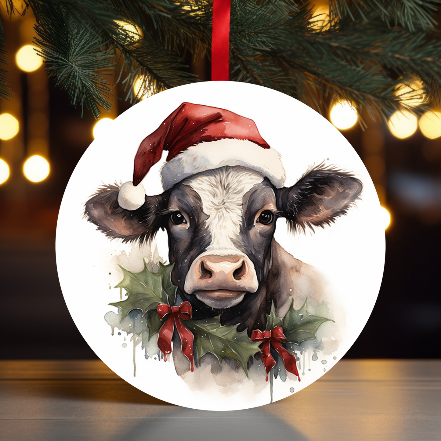 Hyland Cows Christmas Ornament Set OR211 - Sublimation