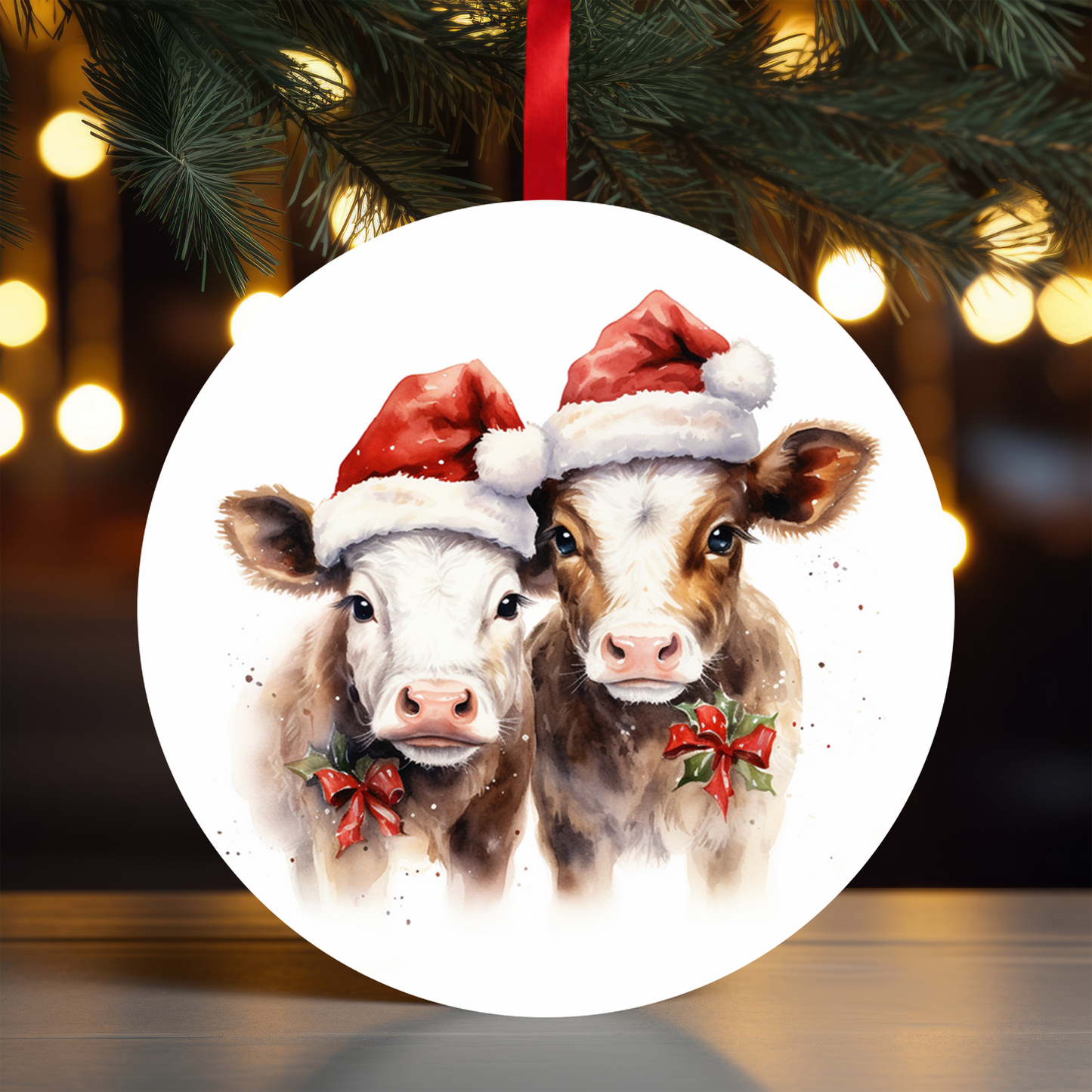 Hyland Cows Christmas Ornament Set OR211 - Sublimation