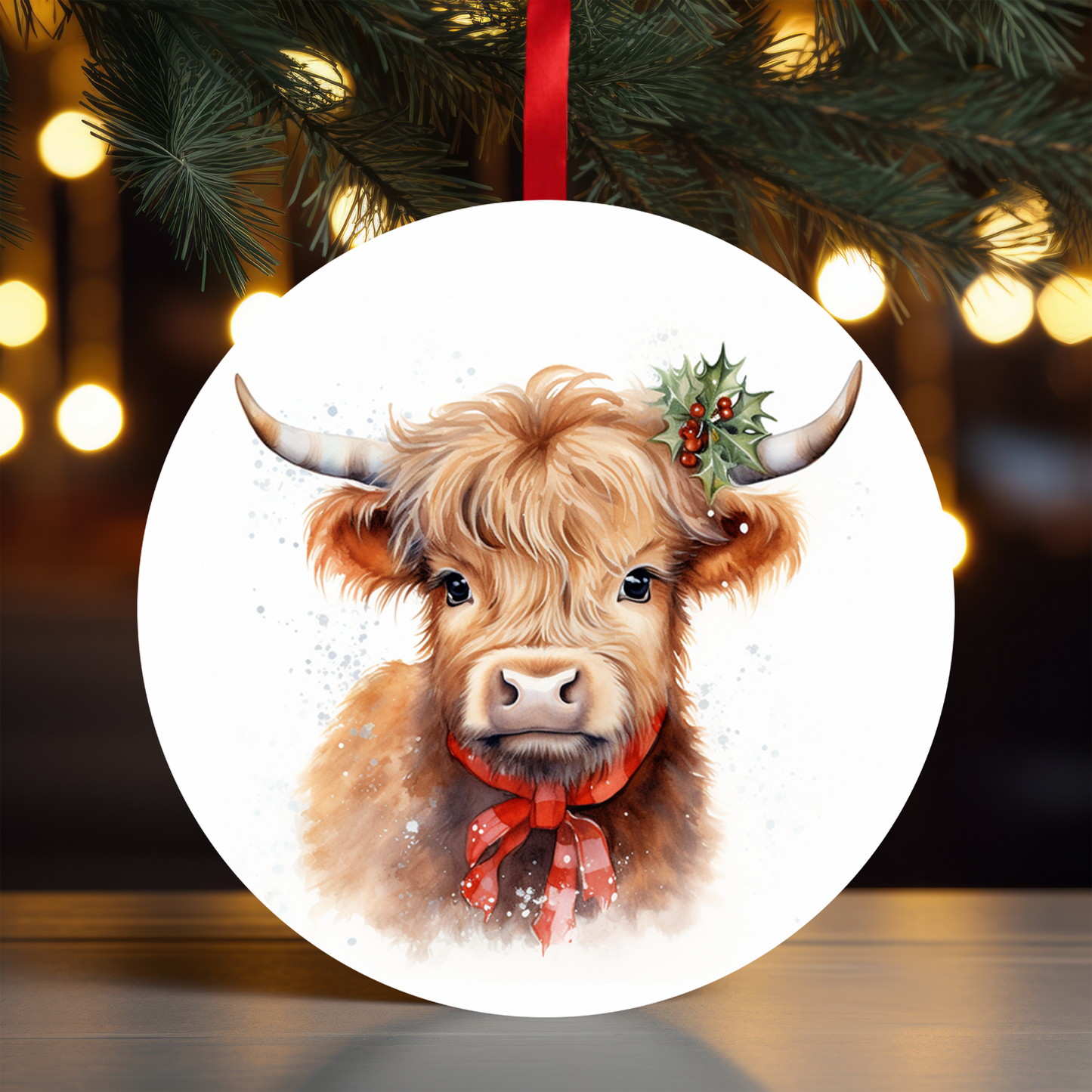 Hyland Cows Christmas Ornament Set OR211 - Sublimation