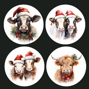 Hyland Cows Christmas Ornament Set OR211 - Sublimation