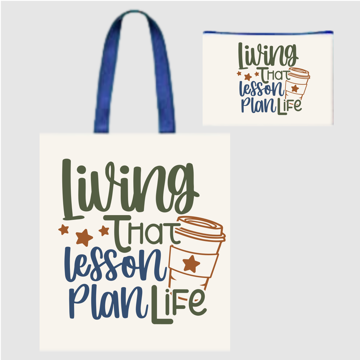 Sublimated Canvas Tote Bag with Matching Makeup Bag Duo