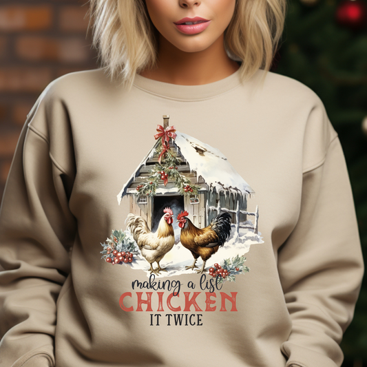 Making A List Chicken It Twice Shirt CH92 - Screenprinted