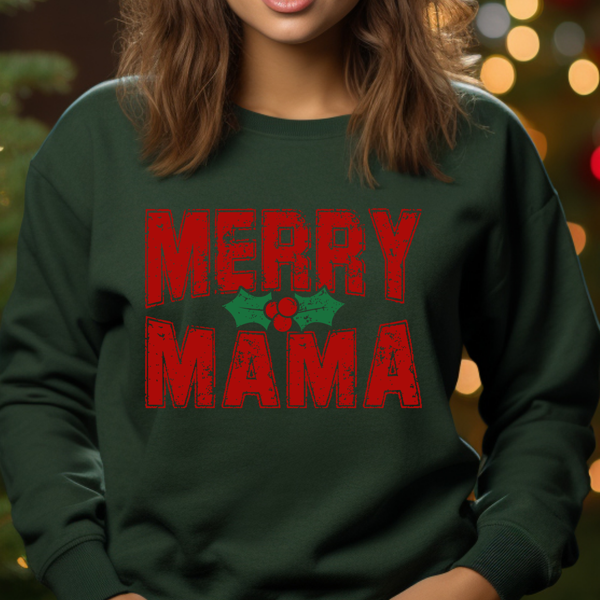 Merry Mama Red Distressed Shirt CH100 - Screenprinted