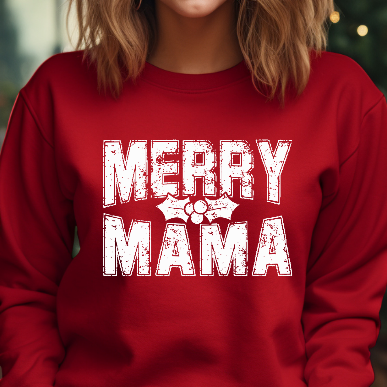 Merry Mama White Distressed Shirt CH101 - Screenprinted