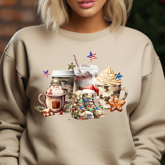 Military Christmas Coffee Shirt CH104 - Screenprinted