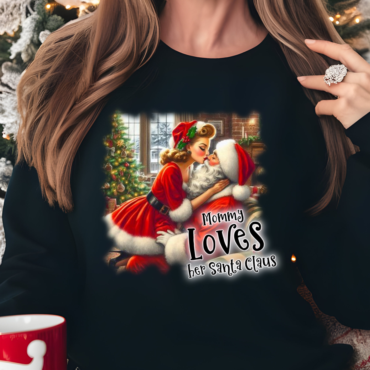 Mommy Loves Her Santa Shirt CH105 - Screenprinted