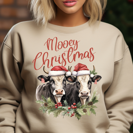 Mooey Christmas Double Cow Shirt CH106 - Screenprinted