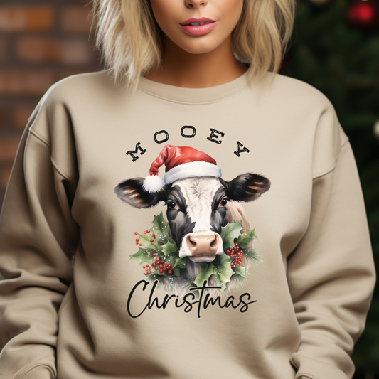 Mooey Christmas Single Cow Shirt CH107 - Screenprinted