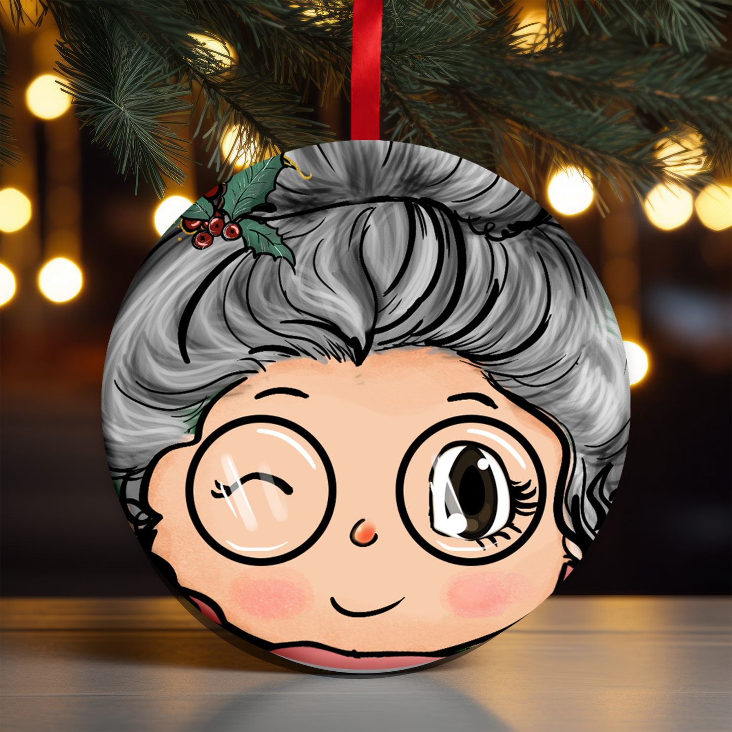 Mrs Claus Face Ornament OR9 - Sublimation