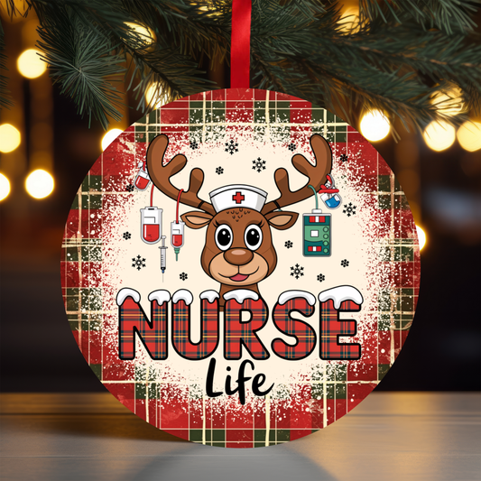 Nurse Life Plaid Ornament OR63 - Sublimation