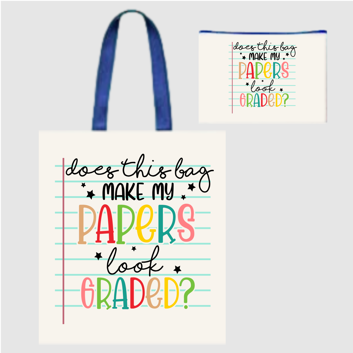 Sublimated Canvas Tote Bag with Matching Makeup Bag Duo