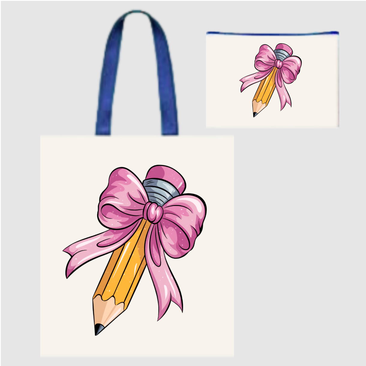 Sublimated Canvas Tote Bag with Matching Makeup Bag Duo
