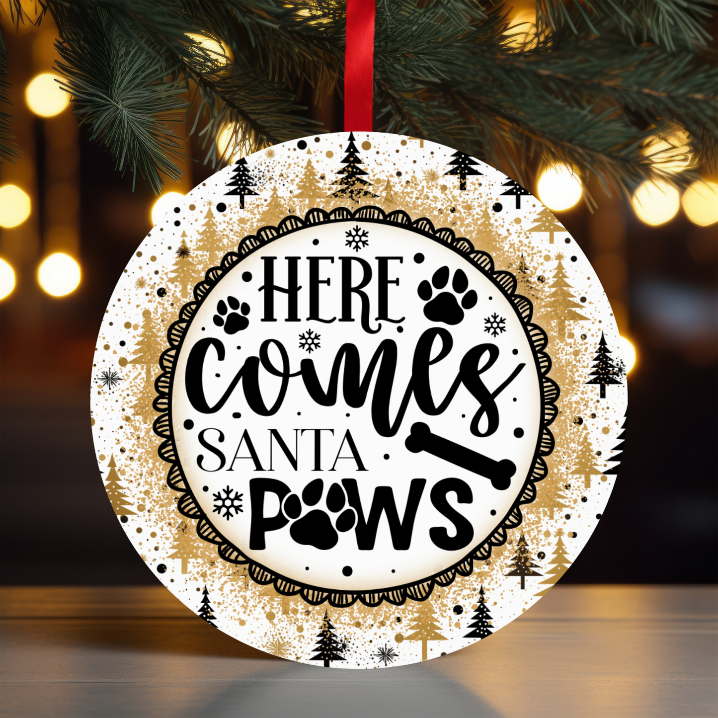 Pet Here Come Santa Ornament OR70 - Sublimation