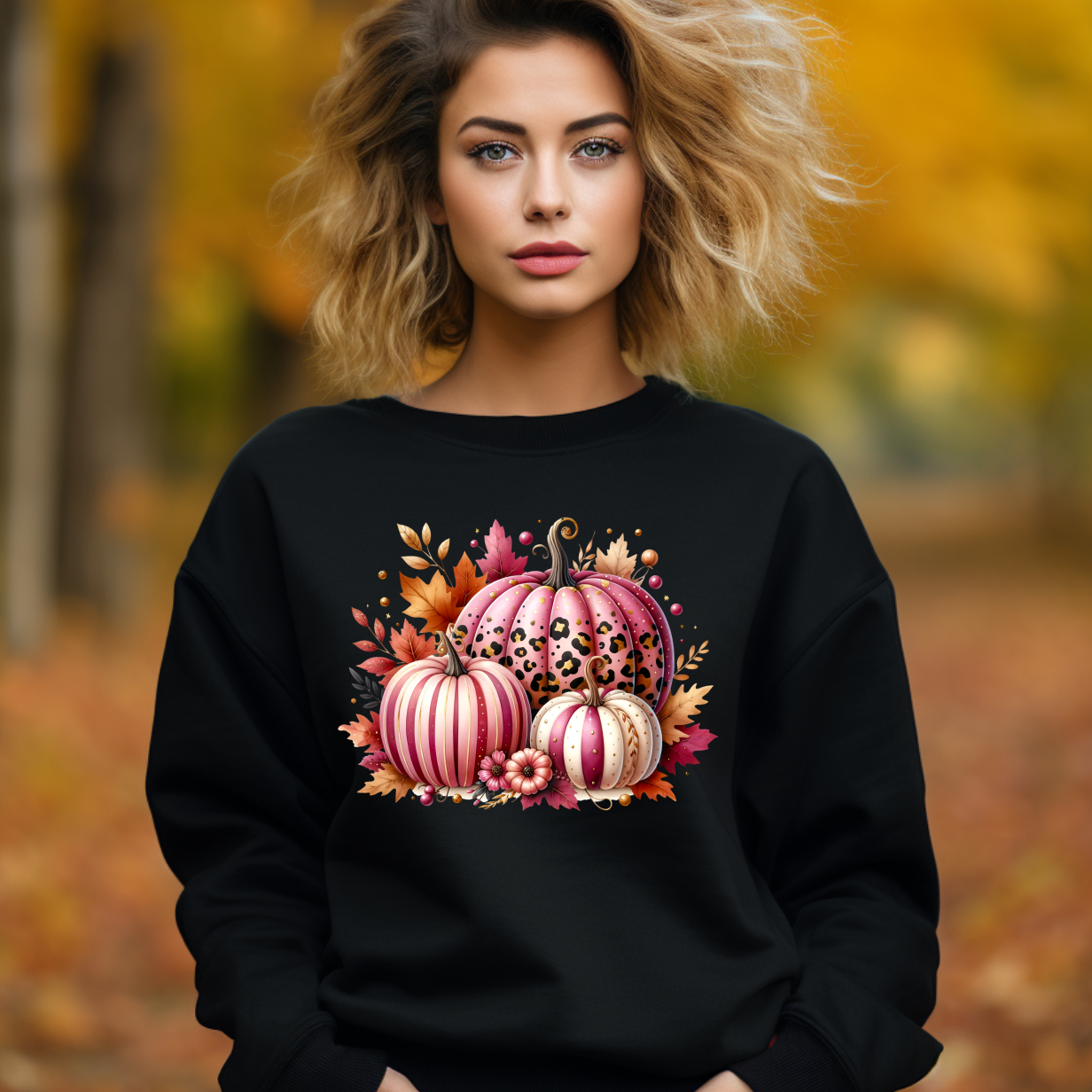 Pink Autumn Pumpkins Shirt - Screenprinted