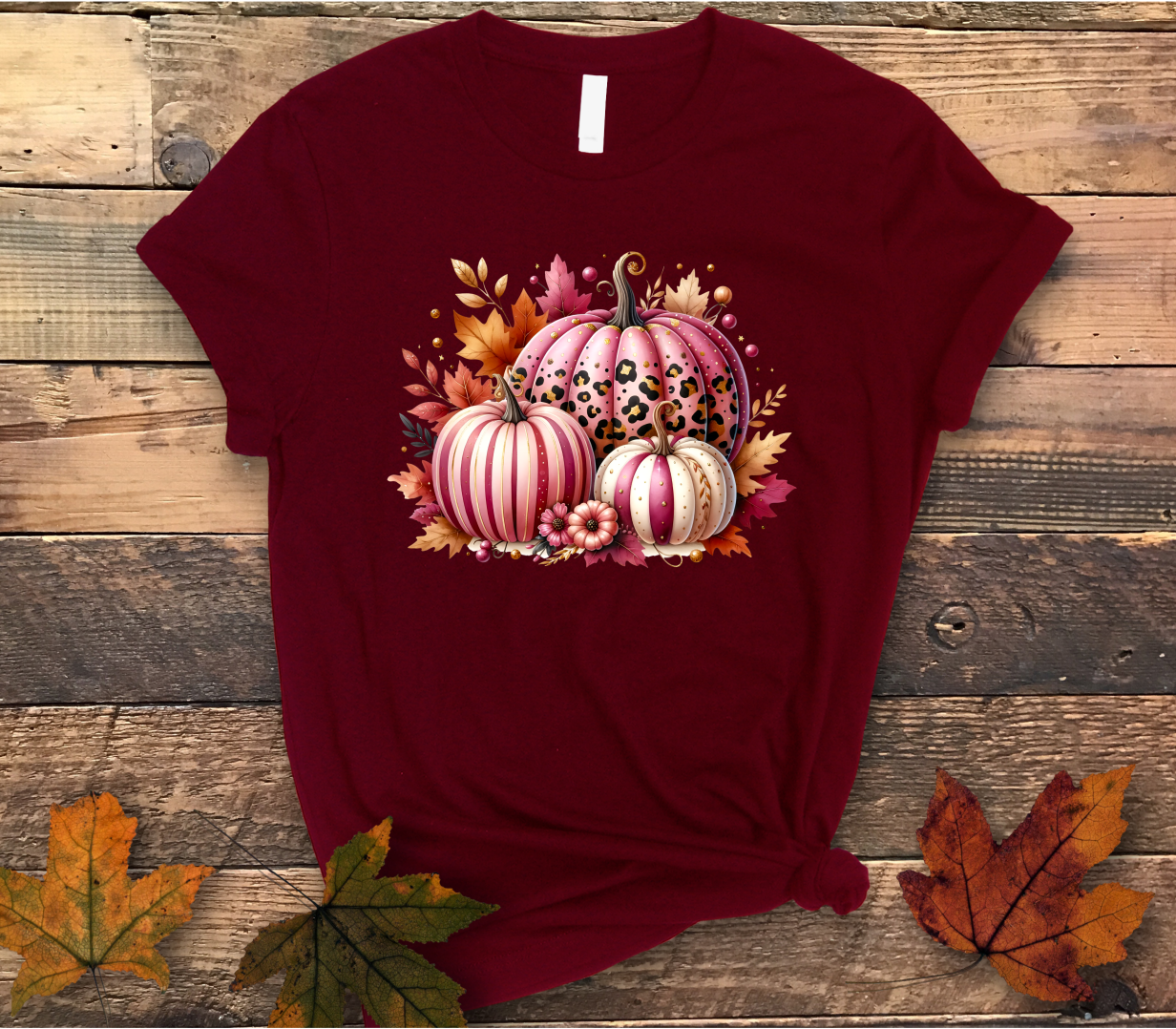 Pink Autumn Pumpkins Shirt - Screenprinted