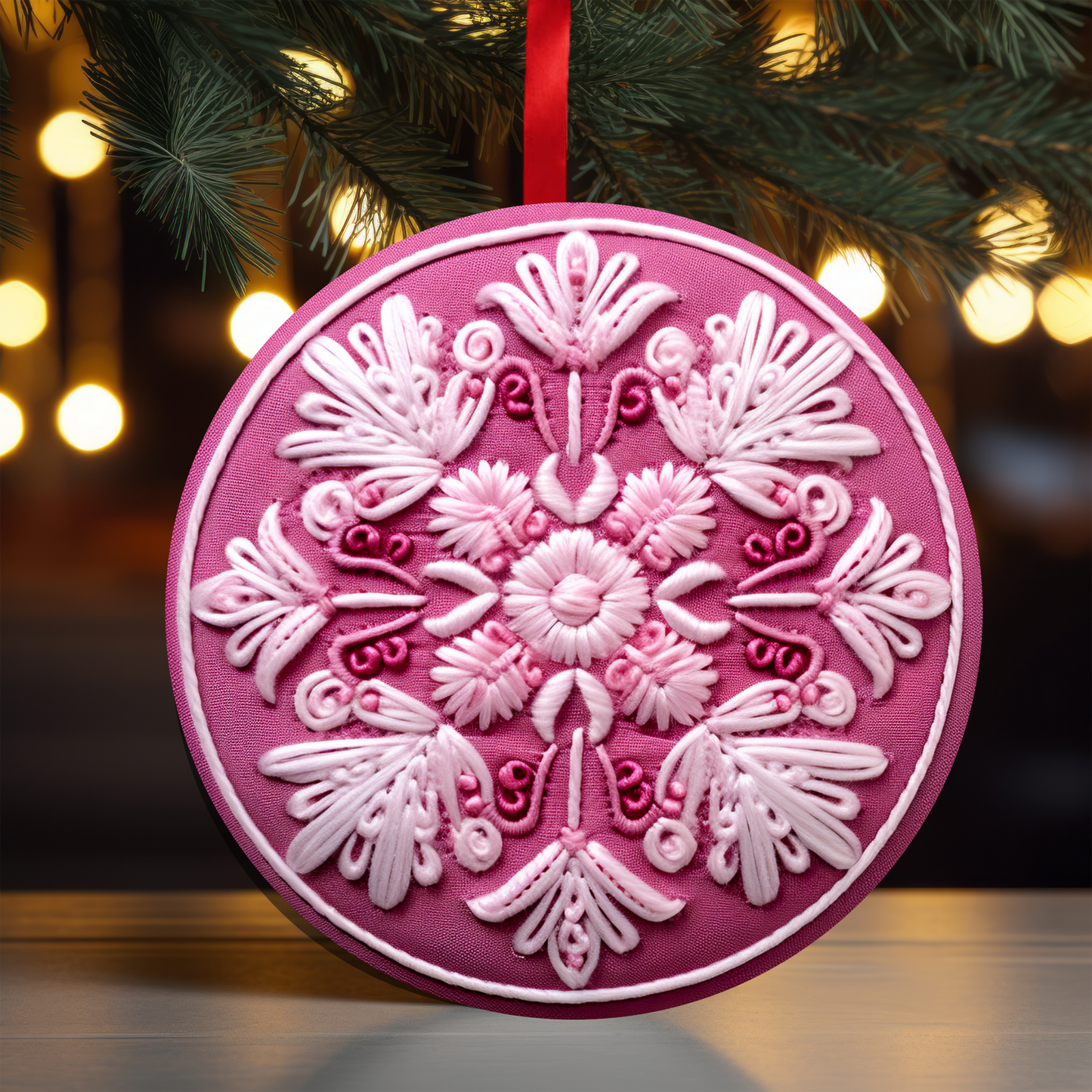 Pink Snowflake 1 Ornament OR74 - Sublimation