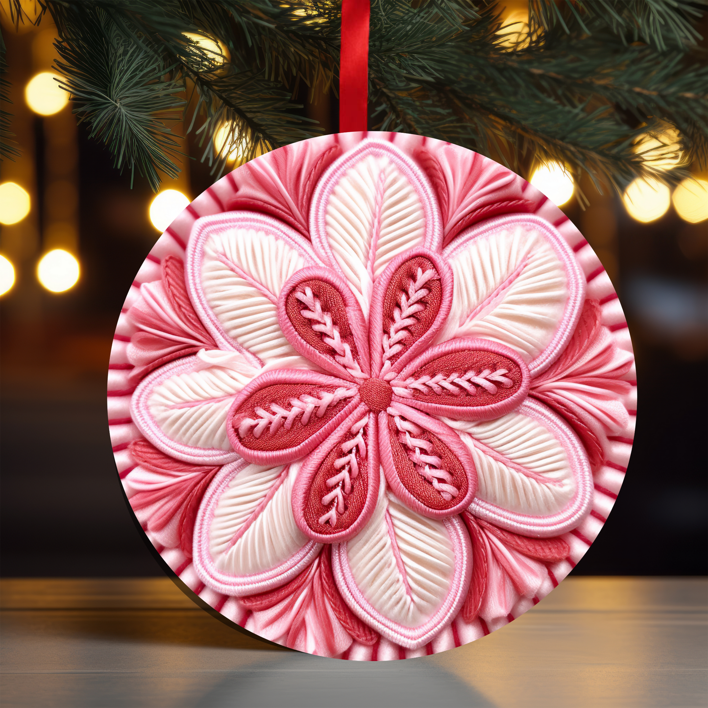 Pink Snowflake 2 Ornament OR75 - Sublimation