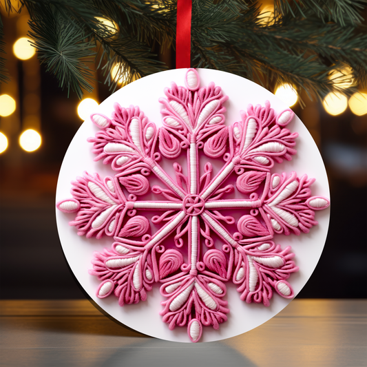 Pink Snowflake 3 Ornament OR76 - Sublimation