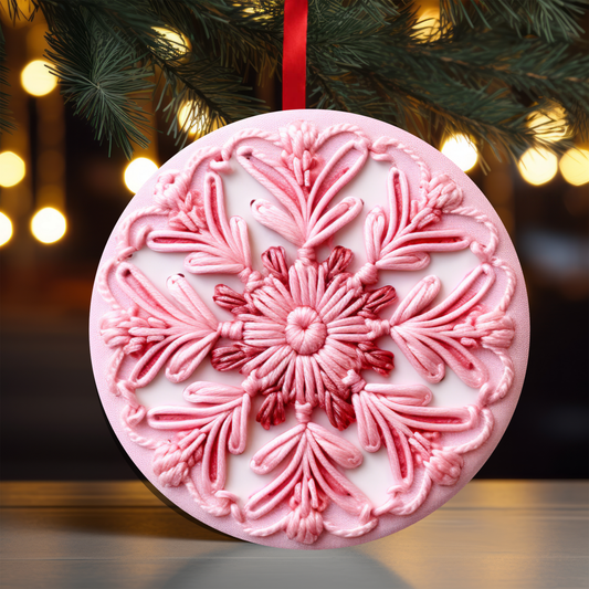 Pink Snowflake 4 Ornament OR77 - Sublimation