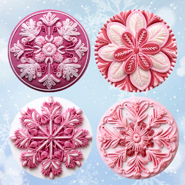 Pink Snowflake Ornament Set OR215 - Sublimation