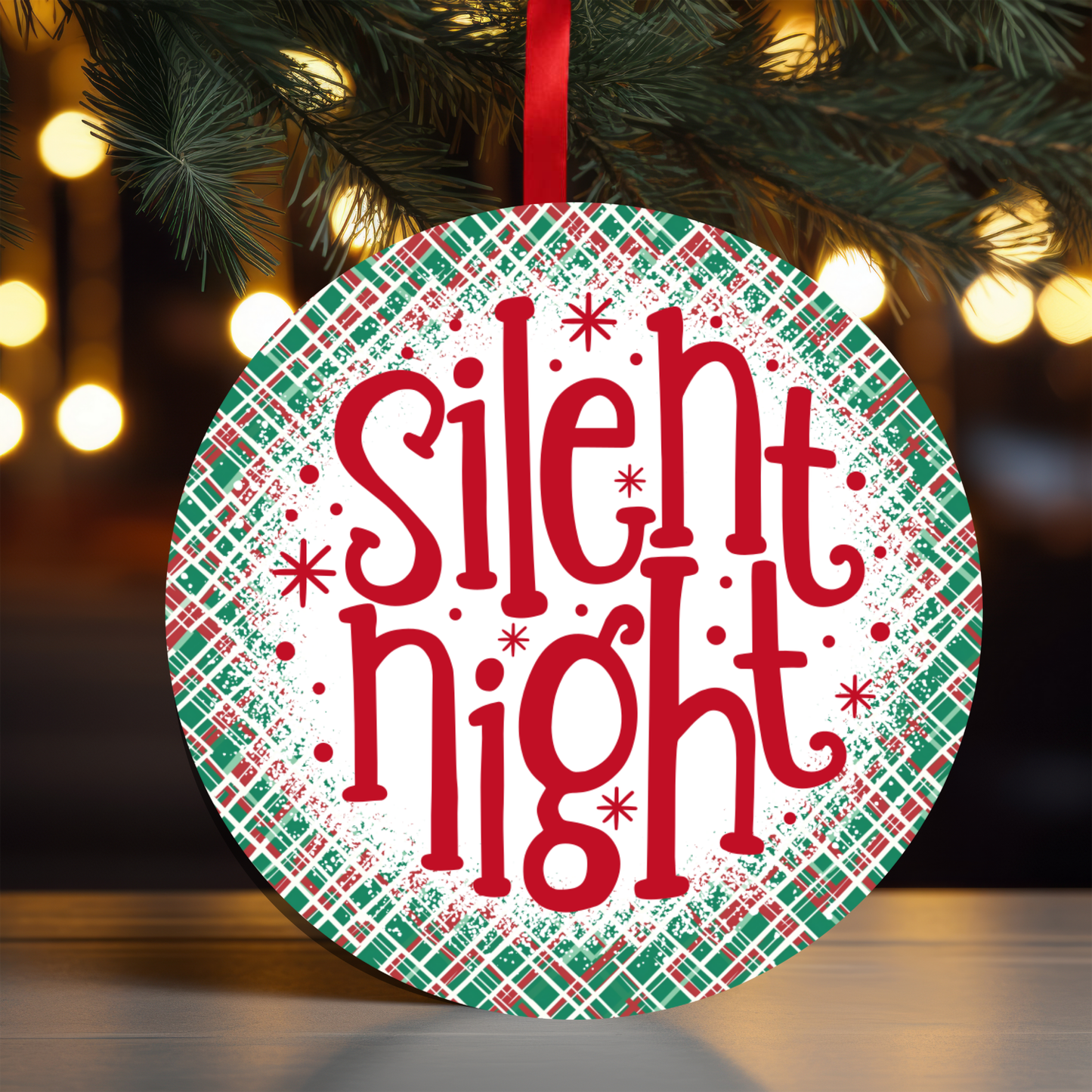 Plaid Silent Night Ornament OR86 - Sublimation