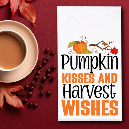 Pumpkin Kisses Harvest Wishes Towel - Sublimation