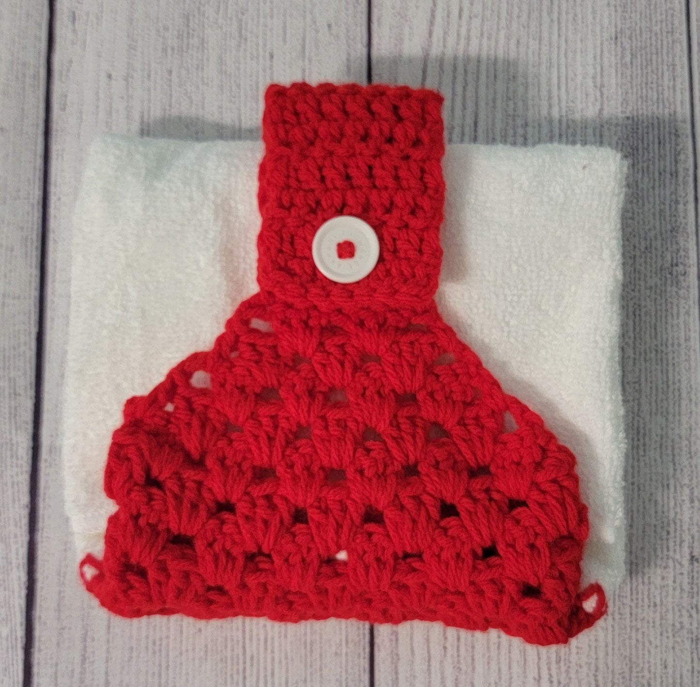 Christmas Red - Crochet Towel Top