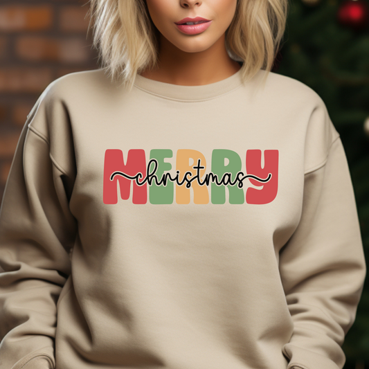 Retro Merry Christmas Shirt CH128 Screenprinted