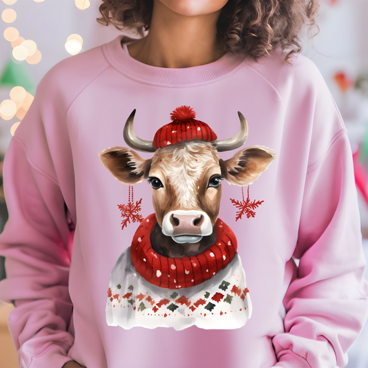 Snowflake Earring Cow Shirt CH133 Screenprinted