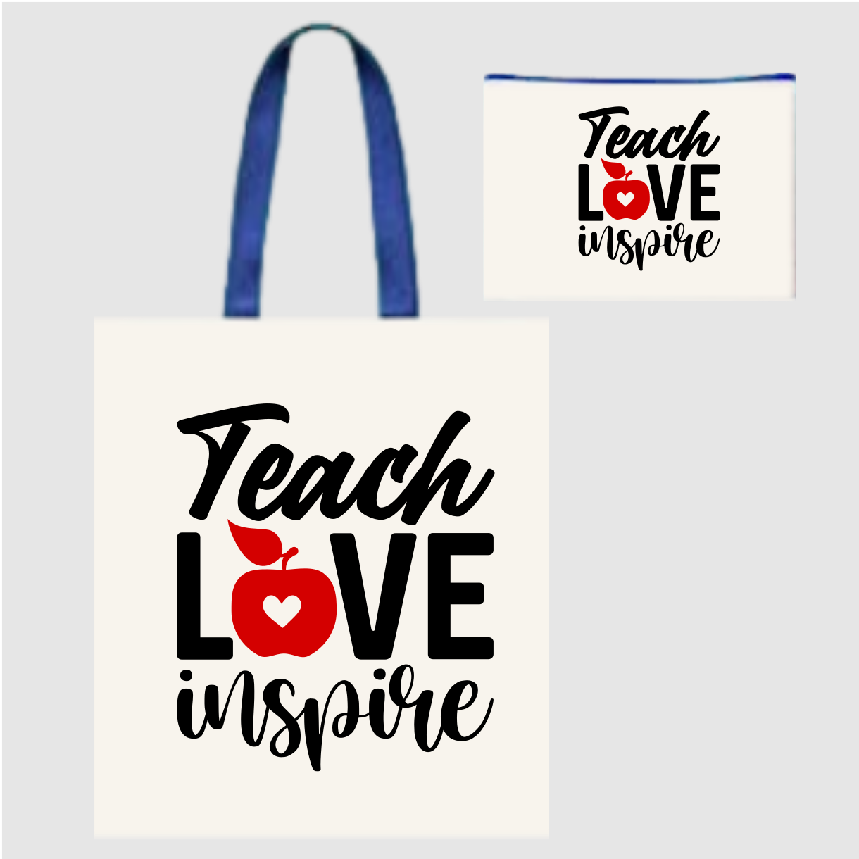 Sublimated Canvas Tote Bag with Matching Makeup Bag Duo