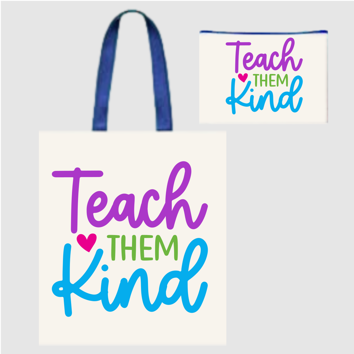 Sublimated Canvas Tote Bag with Matching Makeup Bag Duo