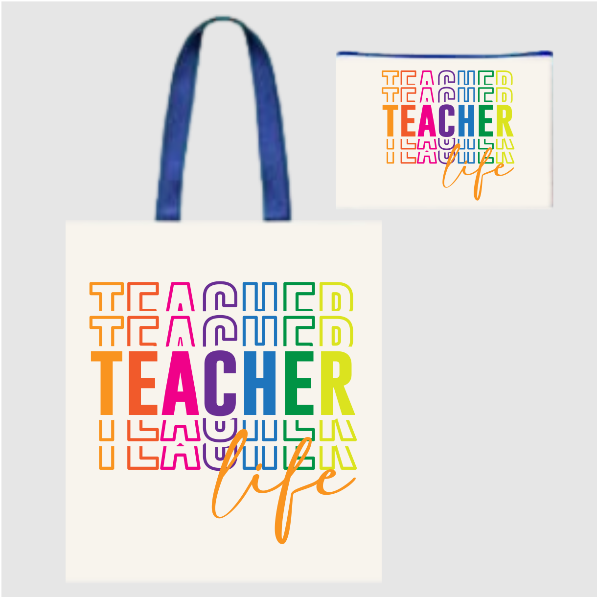 Sublimated Canvas Tote Bag with Matching Makeup Bag Duo