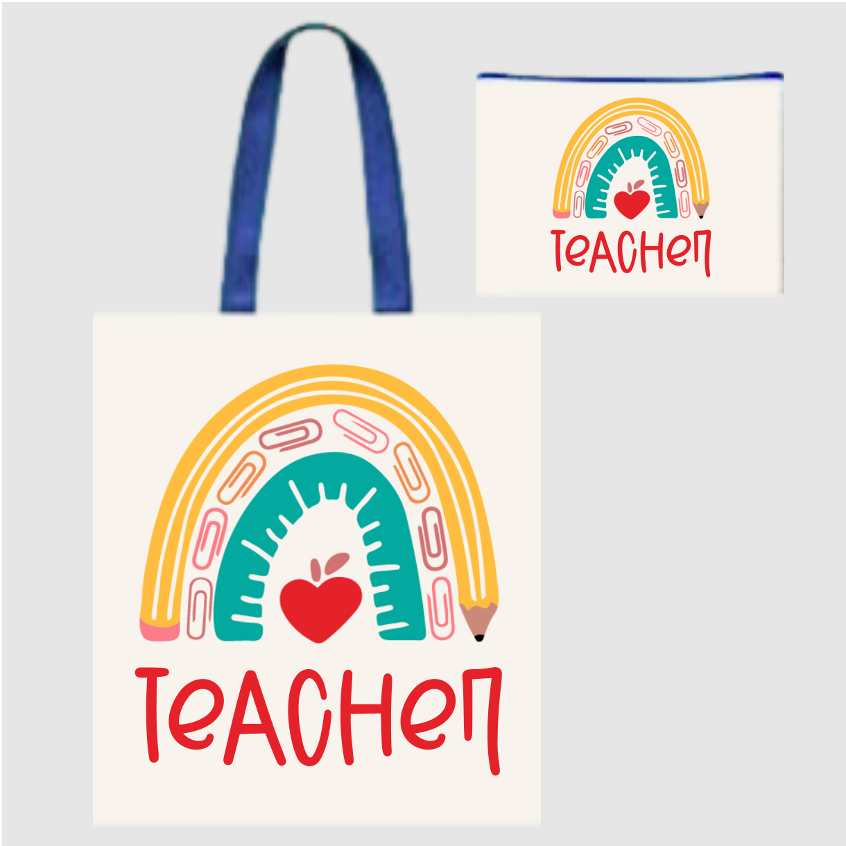 Sublimated Canvas Tote Bag with Matching Makeup Bag Duo