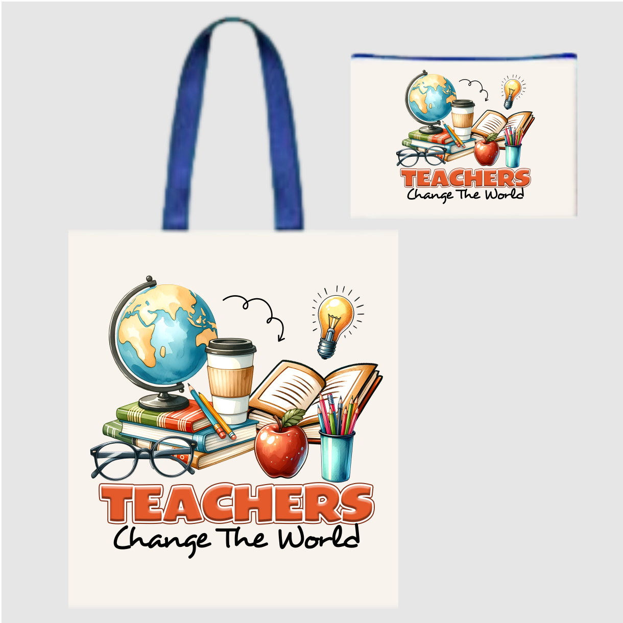 Sublimated Canvas Tote Bag with Matching Makeup Bag Duo