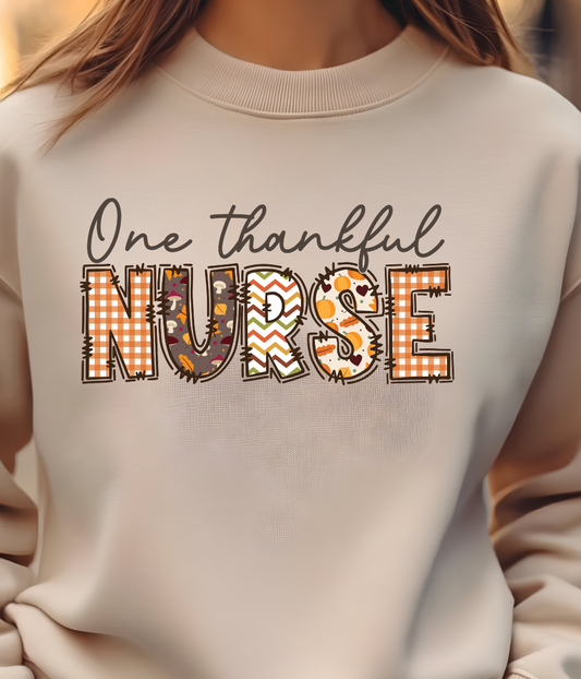 Thanksgiving Nurse One Thankful Shirt - Screenprinted
