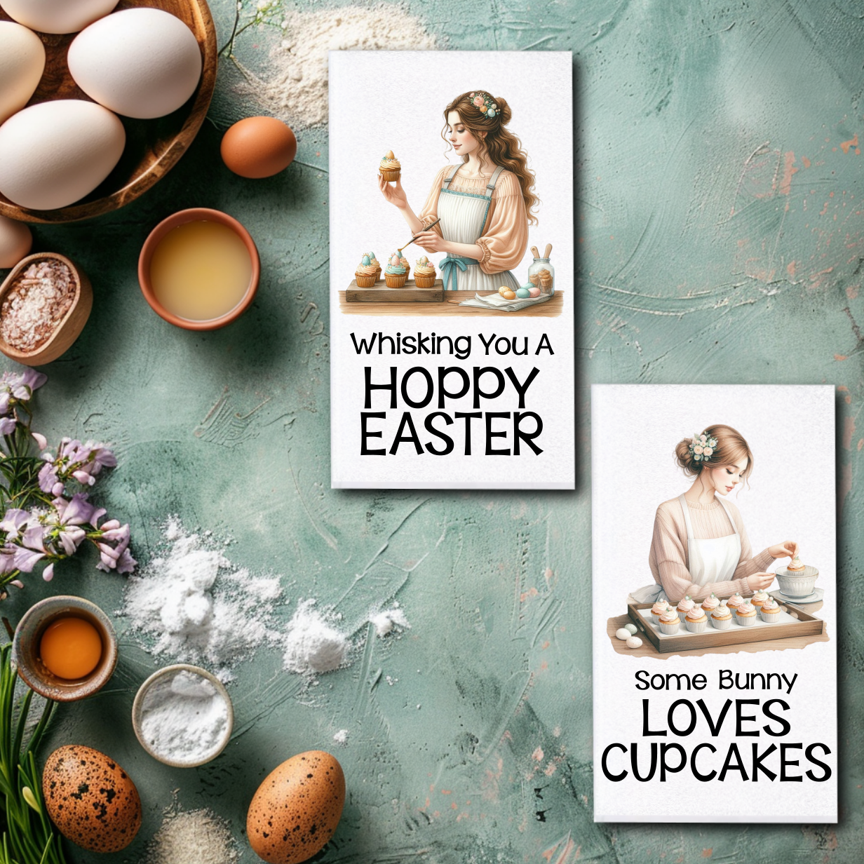 Vintage Easter Woman Towels/Towel Set - Sublimation