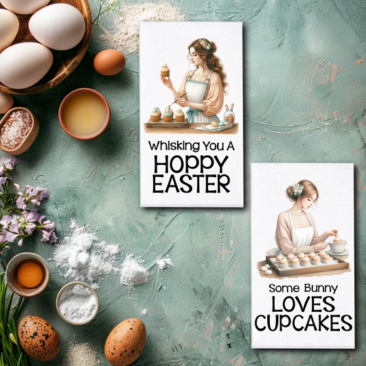 Vintage Easter Woman Towels/Towel Set - Sublimation