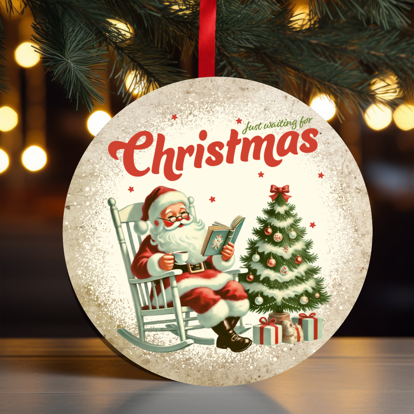Vintage Waiting For Christmas Ornament OR106 - Sublimation
