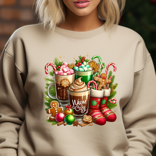 Warm Cozy Christmas Coffee Shirt CH143 - Screenprinted