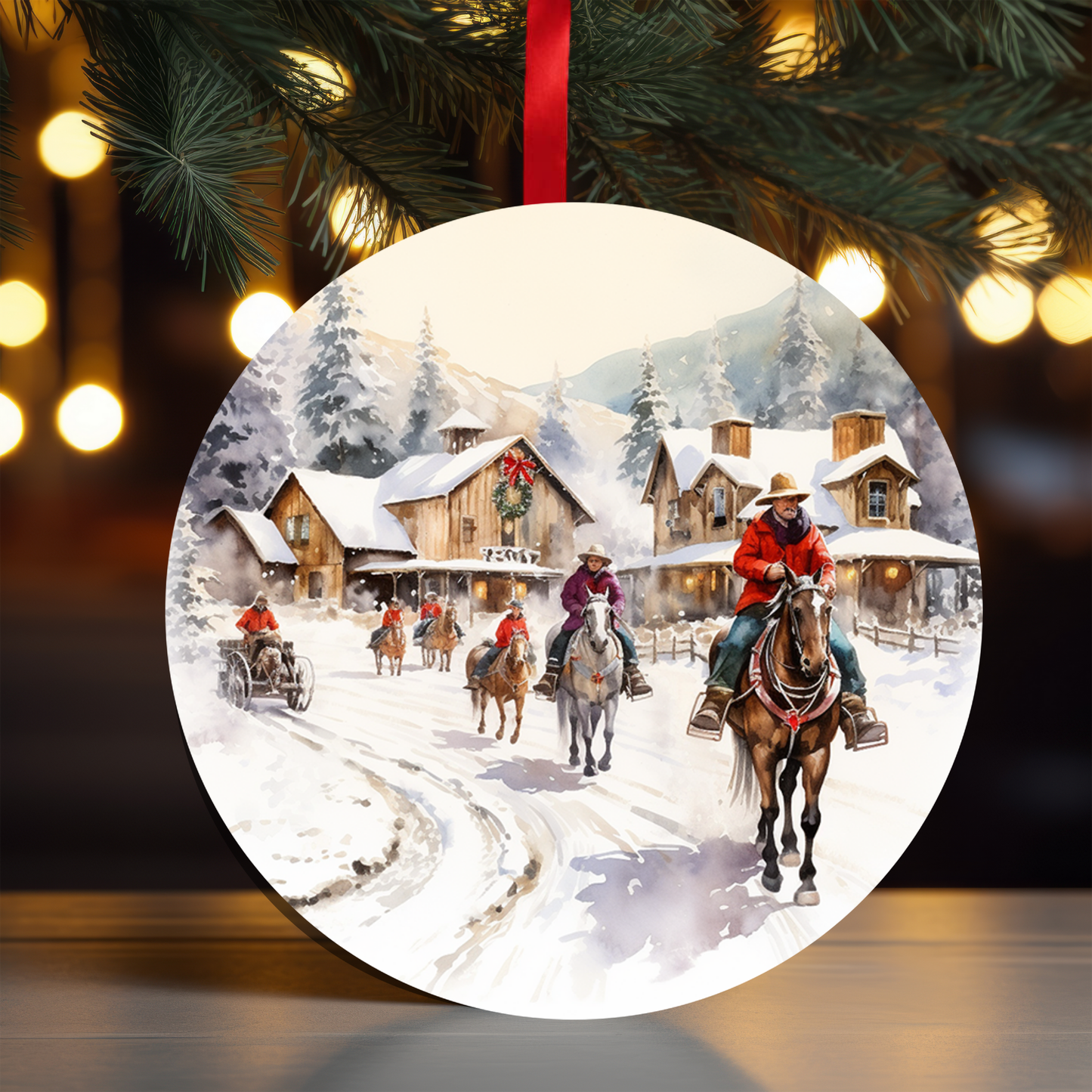 Western Christmas 1 Ornament OR107 - Sublimation